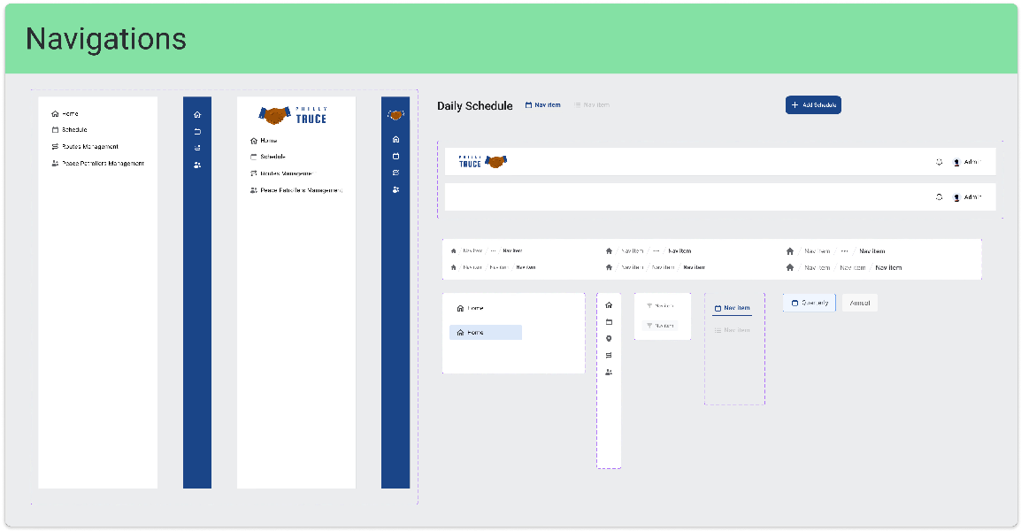 Desktop style guide — buttons, navigation, layout system